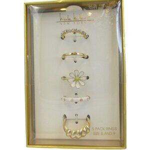 Nicole Miller Rings Set of 5 Multiple Design Size 8 And 9 Boho Stocking Stuffer